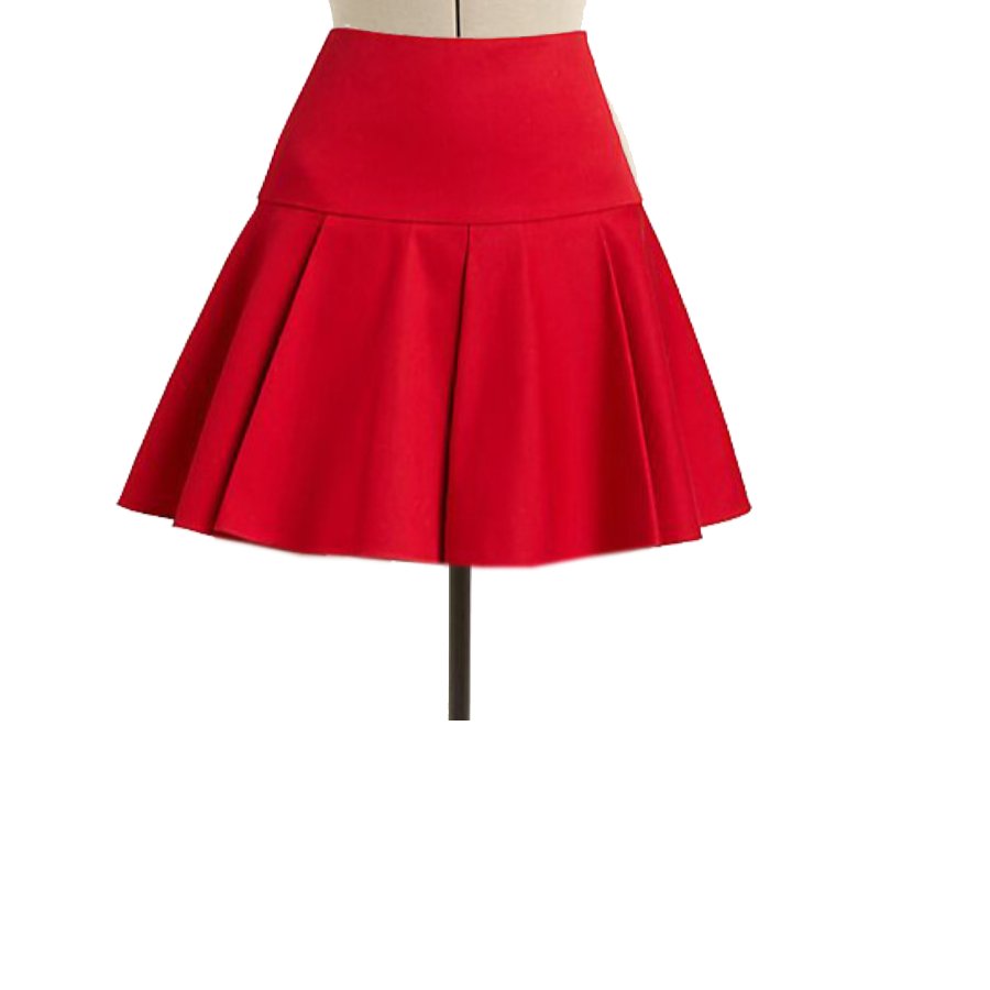 Red Mini Yoke Skirt With Circular Pleats Custom Fit Fully Lined Handmade Elizabeth S Custom