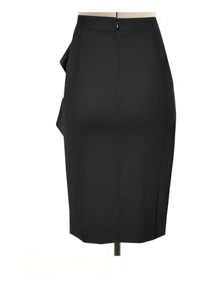 Plus Size Black Pencil Skirt with Side Flared, Custom Fit, Handmade ...