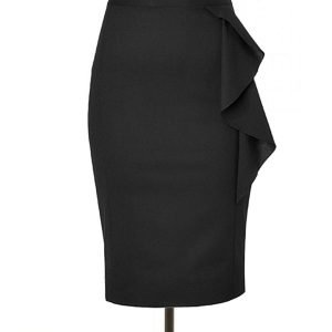 Black Pencil Skirt with Side Flair, Custom Hand Made to Fit, Fully ...