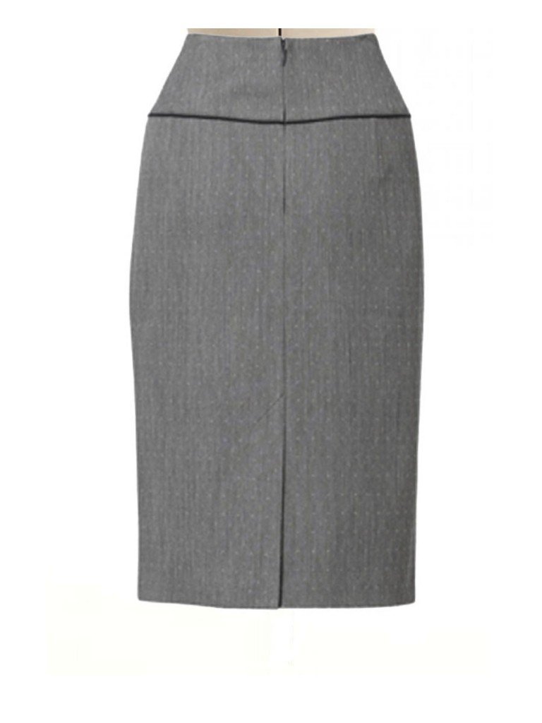 Gray Pencil Skirt with Cord Seam, Fully Lined, Custom Made to Fit ...