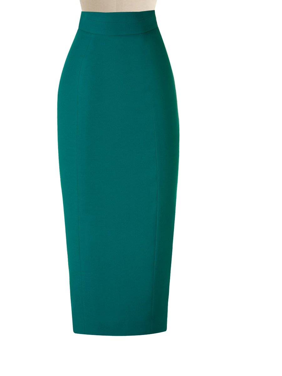 high waisted green pencil skirt