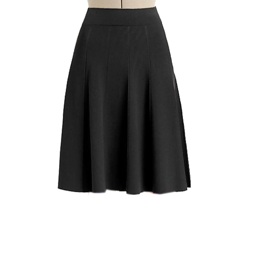 Black Flared Panelled Skirt, Custom Fit, Handmade, Fully Lined, Cotton ...
