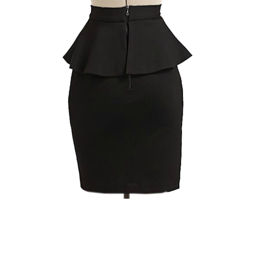 Black Peplum Skirt, Custom Fit, Handmade, Fully Lined, Wool Blend ...