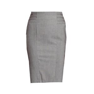 Grey Pencil Skirt with Back Knife Pleats and Side Tucks, Custom Fit ...