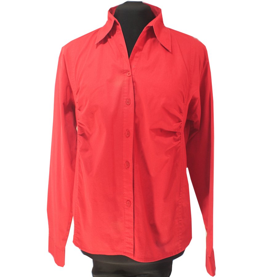 Red Cotton Shirt Blouse, Custom Fit, Handmade, Cotton Fabric ...