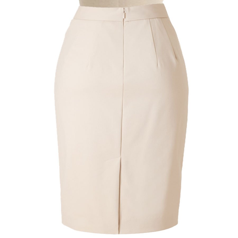 Cream Pencil Skirt with Diagonal seam 