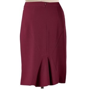 Wine Red Pencil Skirt with Back Ruffled kick pleat – Elizabeth's Custom ...