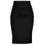 Black Knit Cotton High-Waisted Ruched Pencil Skirt – Elizabeth's Custom ...