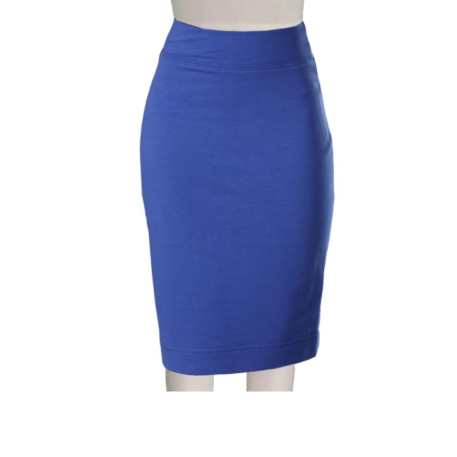 Plus Size Royal Blue Ponte Knit Pencil skirt