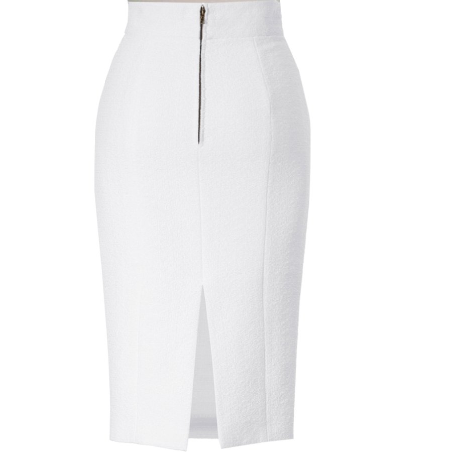 high waisted white skirt