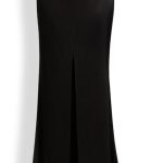 Black Satin Maxi Skirt With Open Front Split Elizabeth S Custom Skirts