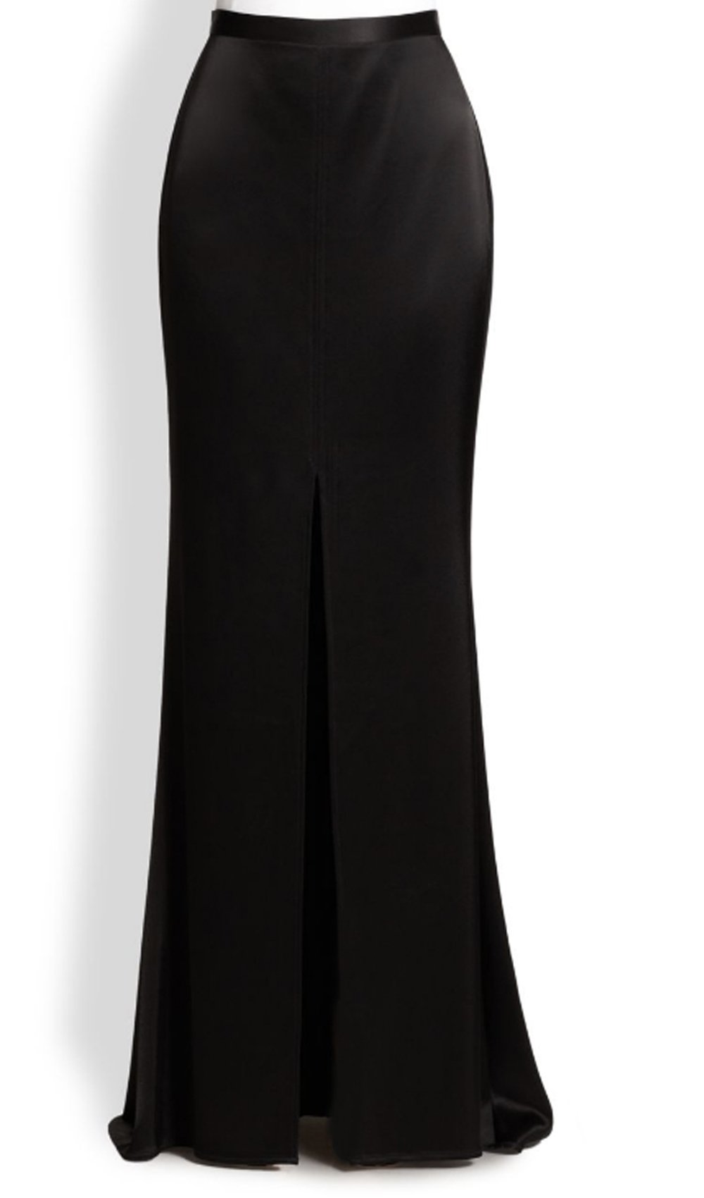Black Satin Maxi Skirt with open Front 