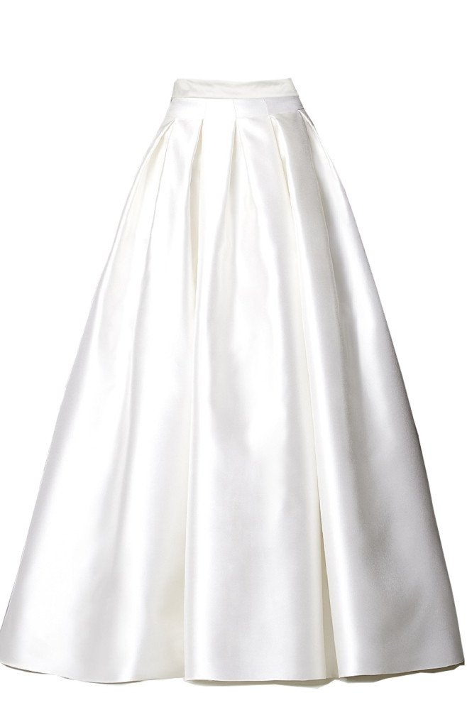 Bridal White Satin Box Pleated Circular Skirt – Elizabeth's Custom Skirts